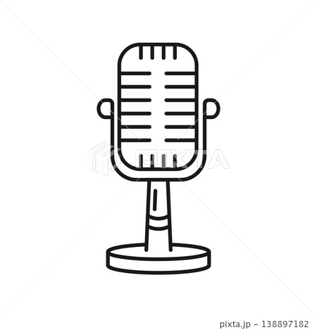 Microphone icon in outline stroke flat style. Mic for podcast vector illustration on isolated background. Music equipment linear sign business concept. 138897182