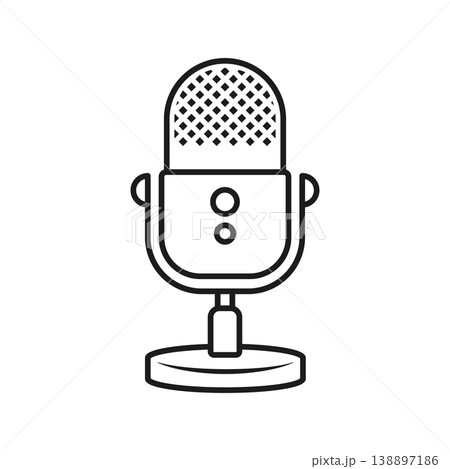 Microphone icon in outline stroke flat style. Mic for podcast vector illustration on isolated background. Music equipment linear sign business concept. Microphone icon in outline stroke flat style. Mic for podcast vector illustration on isolated background. Music equipment linear sign business concept. 138897186