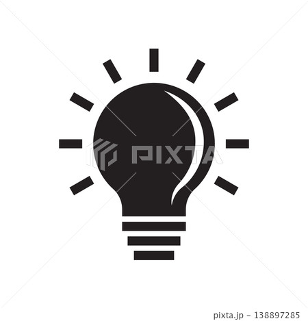 Lightbulb silhouette vector illustration on isolated background. Light bulb icon in flat style. Idea sign business concept. 138897285