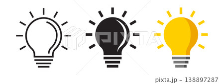Light bulb icon set collection in flat style. Lightbulb vector illustration on isolated background. Idea sign business concept. 138897287