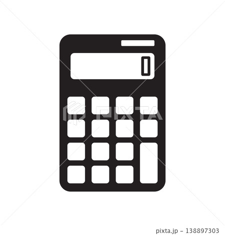 Calculator silhouette icon in flat style. School educational supplies vector illustration on isolated background. Financial stationery sign business concept. 138897303