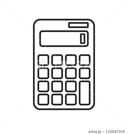 Calculator outline stroke icon in flat style. School educational supplies vector illustration on isolated background. Financial stationery sign business concept. Calculator outline stroke icon in flat style. School educational supplies vector illustration on isolated background. Financial stationery sign business concept. 138897304