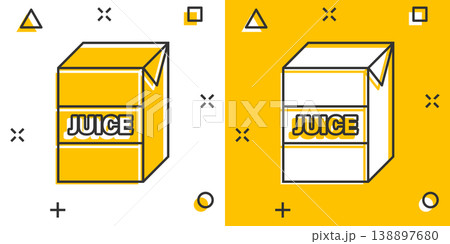 Juice icon in comic style. Drink vector illustration on white isolated background. Container splash effect business concept. 138897680