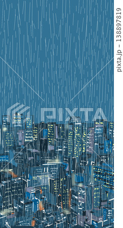 雨の都会の夜景 138897819
