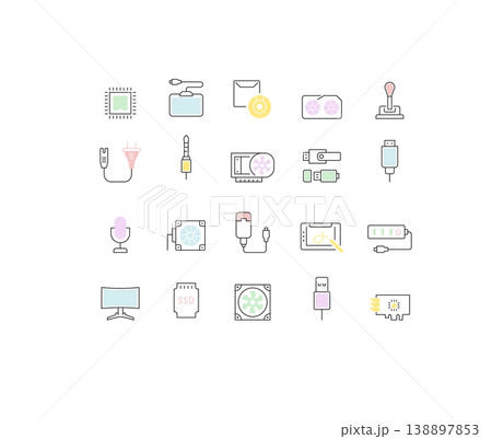 Set Vector Line Icons of Upgrading Computer Components 138897853