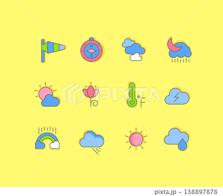 Set of Simple line Icons of Weather Set of Simple line Icons of Weather 138897878