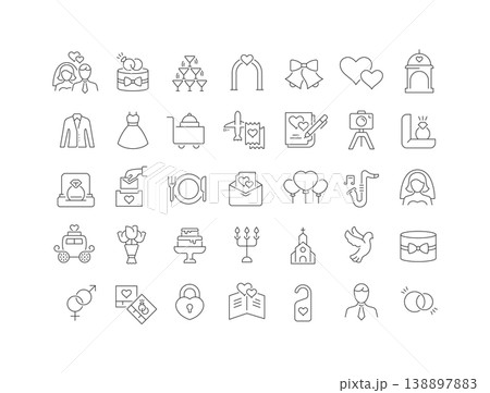 Set of linear icons of Wedding Set of linear icons of Wedding 138897883