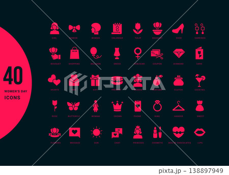 Set of Simple Icons of Women's Day Set of Simple Icons of Women's Day 138897949