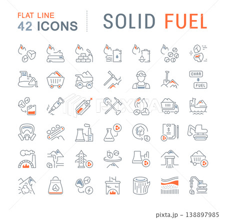 Set Vector Line Icons of Solid Fuel 138897985