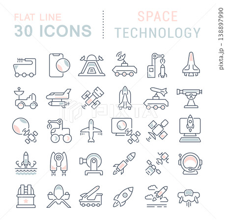 Set Vector Line Icons of Space Technology 138897990