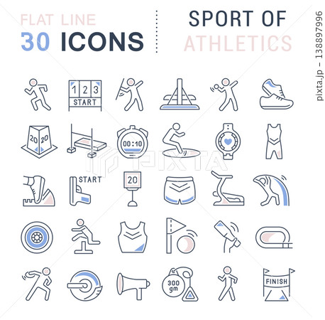 Set Vector Line Icons of Sport of Athletics. Set Vector Line Icons of Sport of Athletics. 138897996
