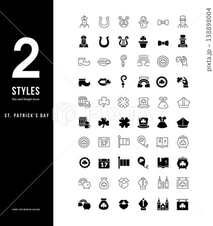 Simple Line Icons of St. Patrick's Day Simple Line Icons of St. Patrick's Day 138898004