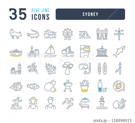 Set of linear icons of Sydney 138898015