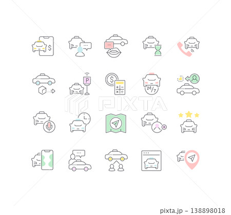 Collection Linear Icons of Taxi Services Collection Linear Icons of Taxi Services 138898018