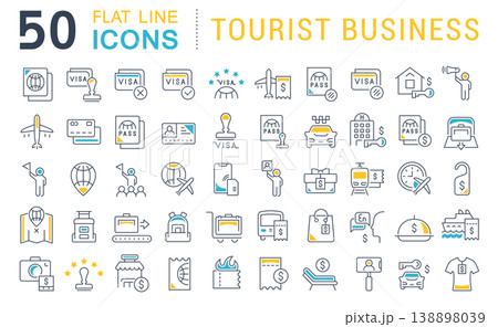 Set Vector Line Icons of Tourist Business 138898039