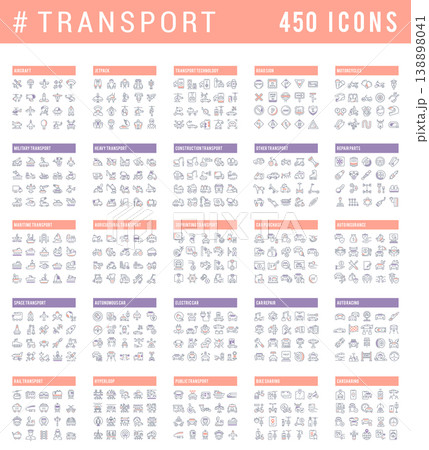 Set Vector Line Icons of Transport 138898041