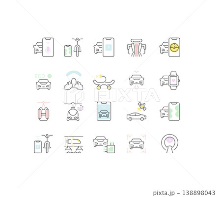 Set Vector Line Icons of Transport Technology 138898043