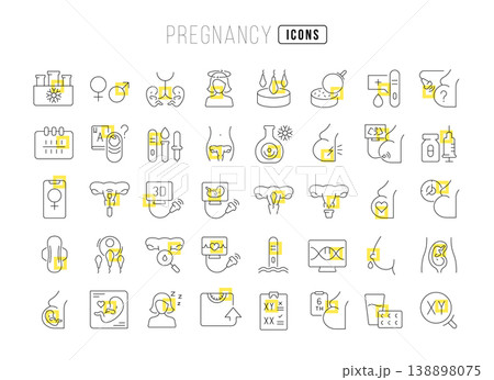Set of linear icons of Pregnancy 138898075