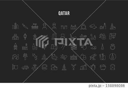 Set Vector Line Icons of Qatar. Set Vector Line Icons of Qatar. 138898086