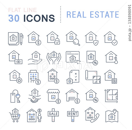 Set Vector Line Icons of Real Estate Set Vector Line Icons of Real Estate 138898091