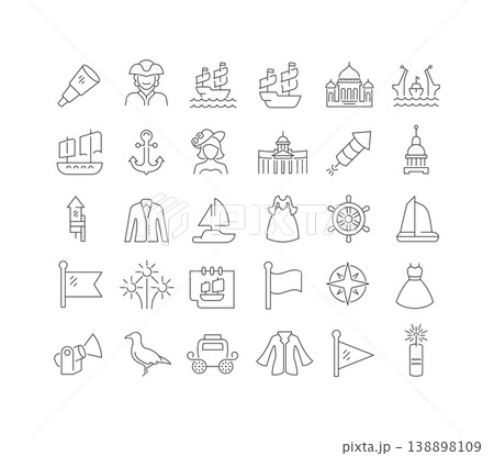 Vector Line Icons of Scarlet Sails 138898109