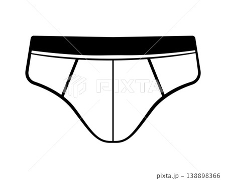 Line art illustration of men briefs with front seam and waistband. Vector illustration of male underwear isolated on white background. Line art illustration of men briefs with front seam and waistband. Vector illustration of male underwear isolated on white background. 138898366