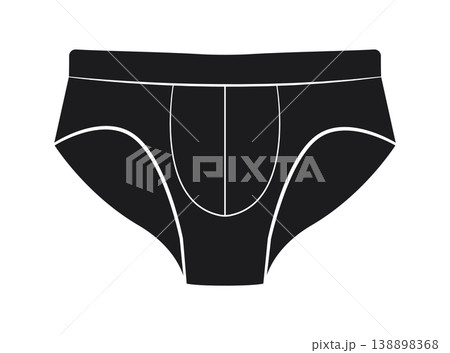 Black silhouette of men classic briefs underwear. Vector illustration of male underpants isolated on white background. Black silhouette of men classic briefs underwear. Vector illustration of male underpants isolated on white background. 138898368