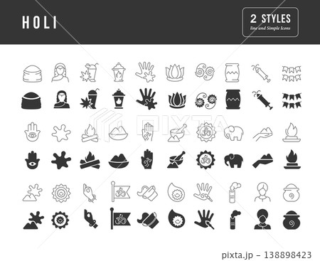 Vector Simple Icons of Holi Vector Simple Icons of Holi 138898423