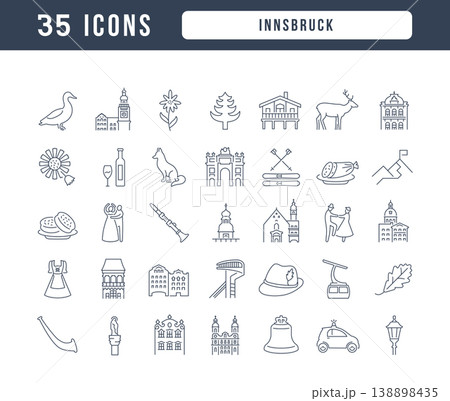 Set of linear icons of Innsbruck 138898435