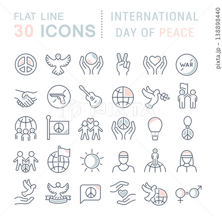Set Vector Line Icons of International Day of Peace Set Vector Line Icons of International Day of Peace 138898440