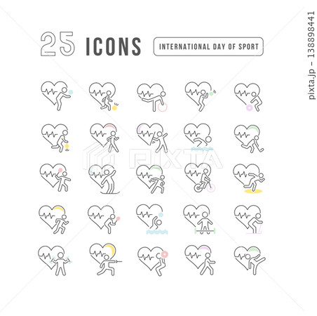 Vector Line Icons of International Day of Sport Vector Line Icons of International Day of Sport 138898441