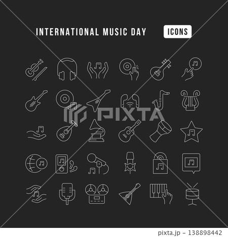 Vector Line Icons of International Music Day Vector Line Icons of International Music Day 138898442
