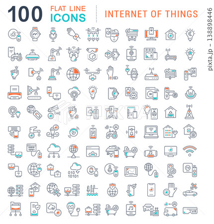 Set Vector Line Icons of Internet of Things Set Vector Line Icons of Internet of Things 138898446