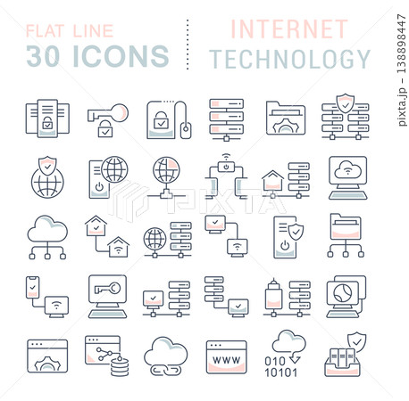 Set Vector Line Icons of Internet Technology 138898447