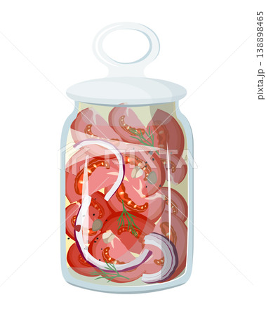 Jar with Pickled Tomatoes and Onions 138898465