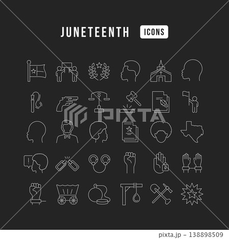 Set of linear icons of Juneteenth 138898509