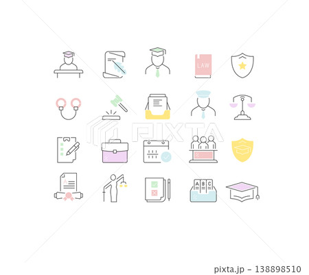 Set Vector Line Icons of Jurisprudence Set Vector Line Icons of Jurisprudence 138898510