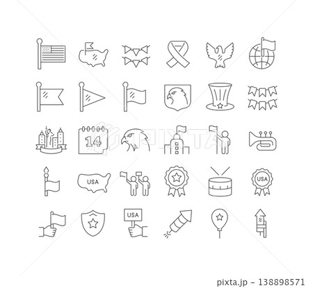 Vector Line Icons of Flag Day Vector Line Icons of Flag Day 138898571