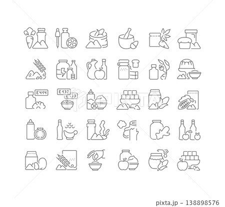 Set of linear icons of Food Additives Set of linear icons of Food Additives 138898576