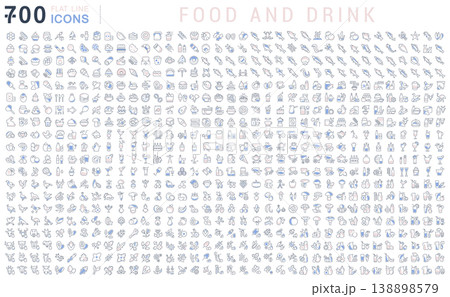 Set Vector Line Icons of Food and Drink Set Vector Line Icons of Food and Drink 138898579