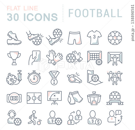 Set Vector Line Icons of Football. Set Vector Line Icons of Football. 138898581