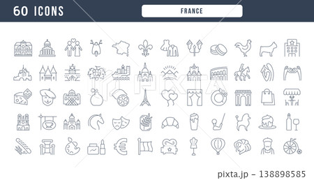 Set of linear icons of France 138898585
