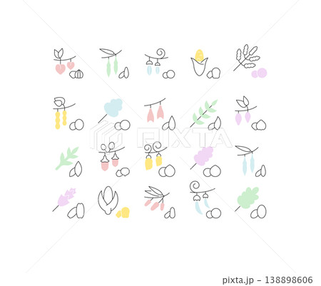 Set Vector Line Icons of Groats 138898606