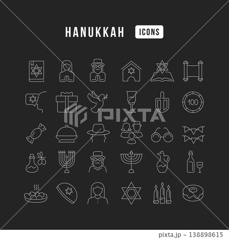 Vector Line Icons of Hanukkah 138898615