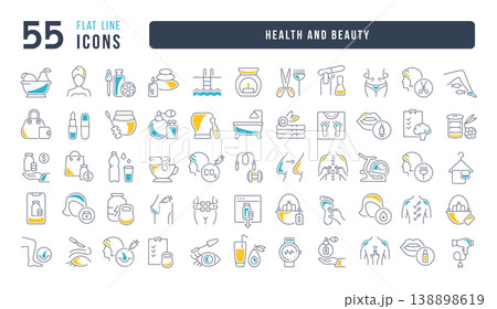 Set of linear icons of Health and Beauty 138898619
