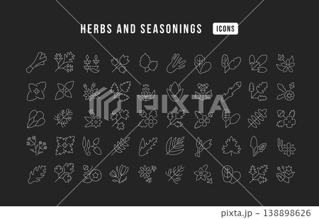 Set of linear icons of Herbs and Seasonings 138898626
