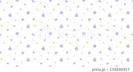 Cute seamless violet floral pattern with tiny flowers on white background. Vector ditsy purple print for spring textiles, vintage wallpaper, and fabric designs Cute seamless violet floral pattern with tiny flowers on white background. Vector ditsy purple print for spring textiles, vintage wallpaper, and fabric designs 138898957