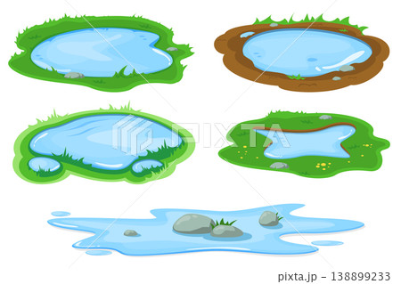 Water puddle in grass set 138899233