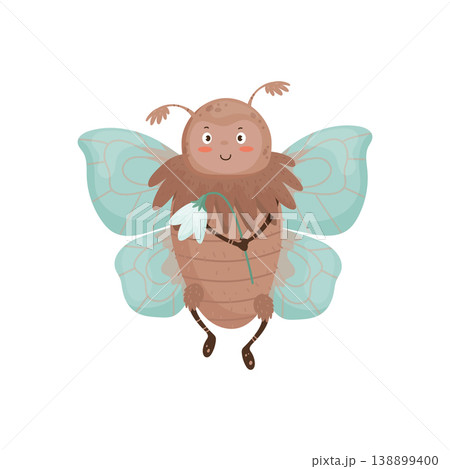 Cute Moth with Big Blue Wings Cute Moth with Big Blue Wings 138899400
