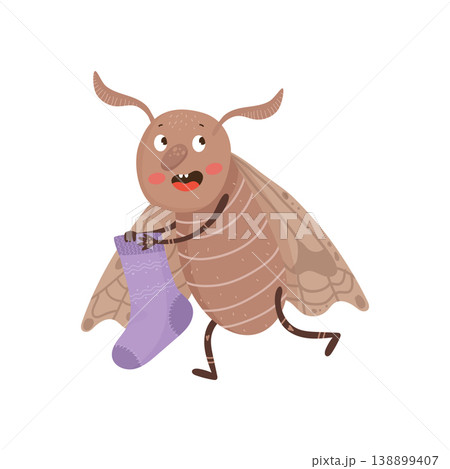 Moth Carrying a Purple Sock 138899407